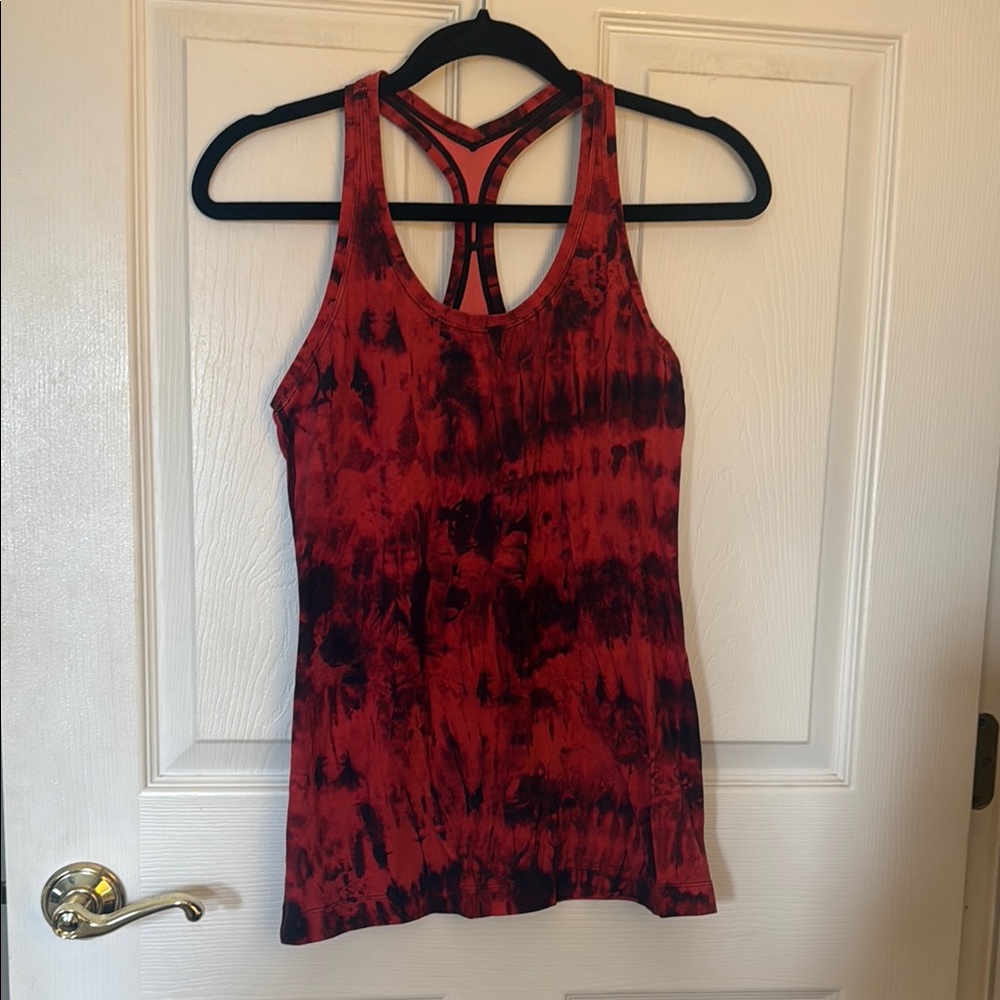 Lululemon Red and Black Tie-Dye Women's Racerback Tank